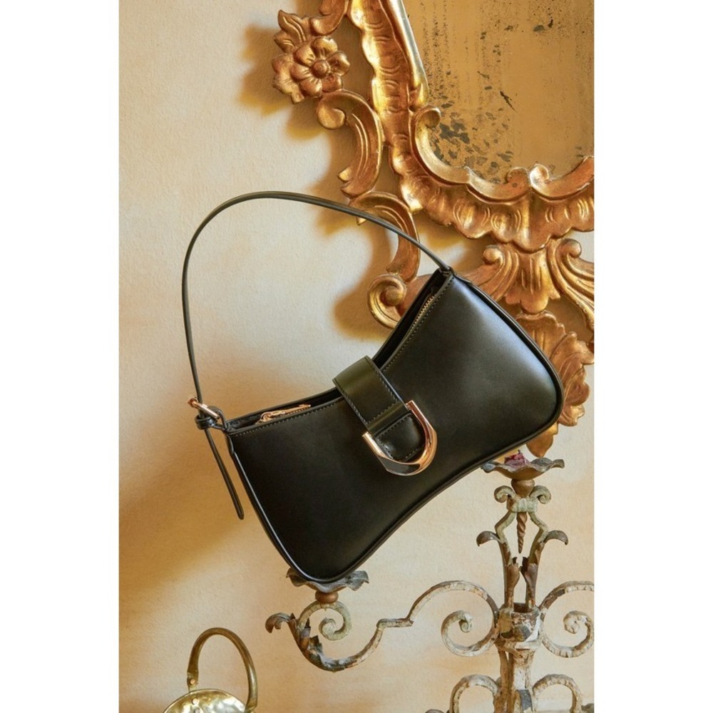 Lulus Oh-so Chic Black Buckle Shoulder Bag